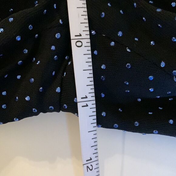 H&m blue rhinestone studded pants narrow legs front zipper button closure - Picture 7 of 8